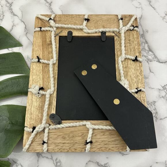 Nate Berkus Wood Rope Trim Picture Frame New Knotted Nautical Coastal 4x6 - Picture 3 of 3